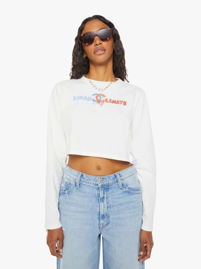 Unfortunate Portrait Climate Change Long Sleeve Crop T-shirt In White