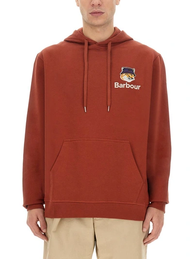 Maison Kitsuné X Barbour Hoodie And Fox Head In Red