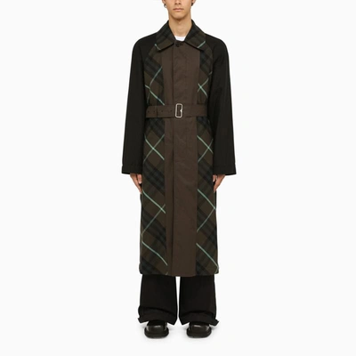 Burberry Man Multicolor Cotton Reversible Bradford Trench Coat In Green