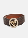 Guess Factory Sparkle Buckle Logo Belt In Brown