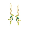 Ross-simons Peridot And . Emerald Leafy Vine Drop Earrings In 14kt Yellow Gold In Green