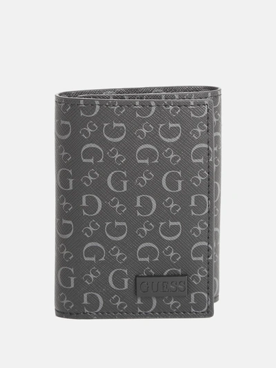 Guess Factory G Logo Print Trifold Wallet In Black
