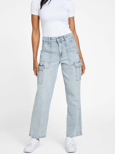 Guess Factory Hailey High-rise Cargo Jeans In Blue