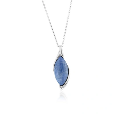 Simona Sterling Silver Marquise Kyanite Pendant Necklace In Blue