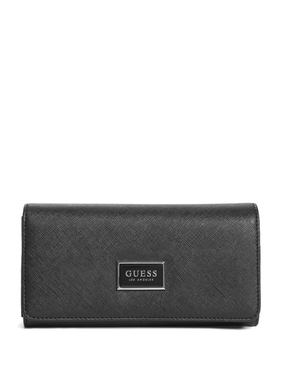 Guess Factory Abree Logo Saffiano Multi Organizer In Black