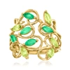 ROSS-SIMONS PERIDOT AND . EMERALD LEAFY VINE RING IN 14KT YELLOW GOLD