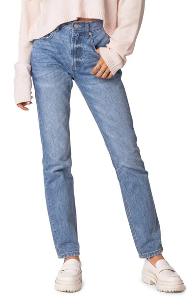 Edikted Women's Swift High Rise Straight Leg Jeans In Blue Washed