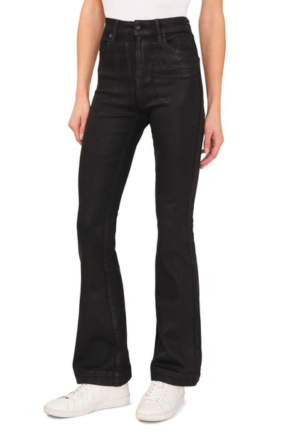 Cece Women's Coated Flare Jeans In Rich Black