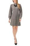 CECE CRYSTAL BOW LONG SLEEVE MINI jumper DRESS