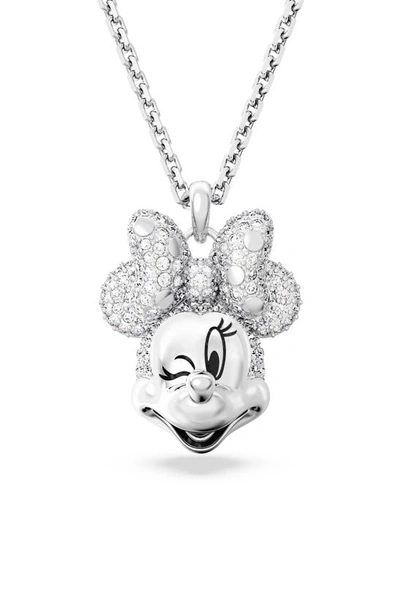 Swarovski Silver-tone Disney Minnie Mouse Crystal Pendant Necklace, 16-1/2" + 3" Extender