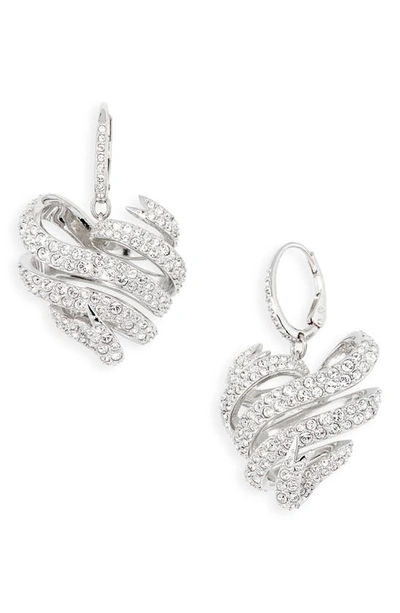 Swarovski Women's Volta Rhodium-plated & Cubic Zirconia Heart Earrings In Silver