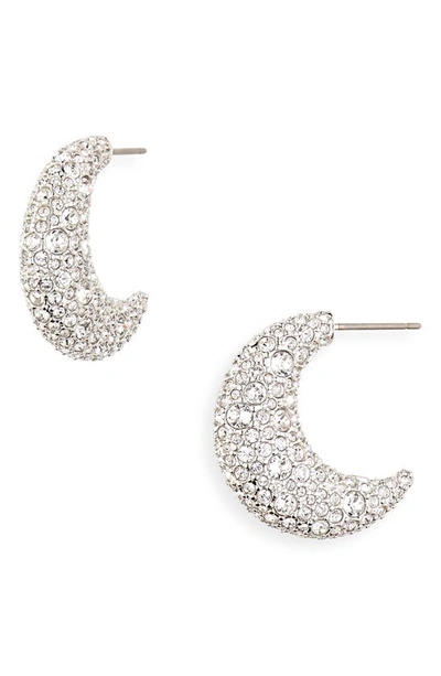 Swarovski Luna Rhodium-plated Pave Crystal Earrings In Silver