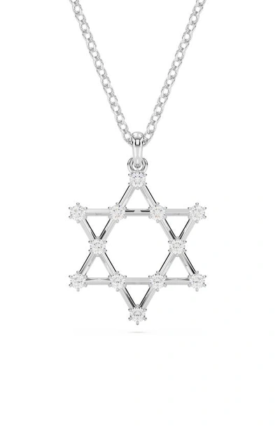 Swarovski Rhodium Plated Star Insigne Pendant Necklace In White