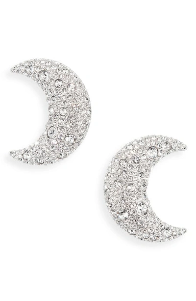 Swarovski Women's Luna Rhodium-plated & Crystal Moon Drop Earrings In Silver