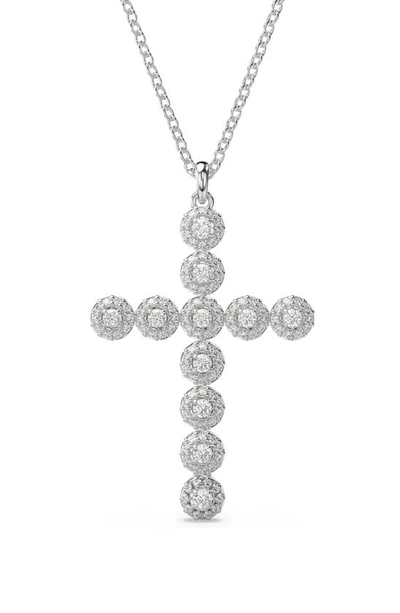 Swarovski Silver-tone Insigne Crystal Cross Pendant Necklace, 15-3/4" + 2-3/4" Extender