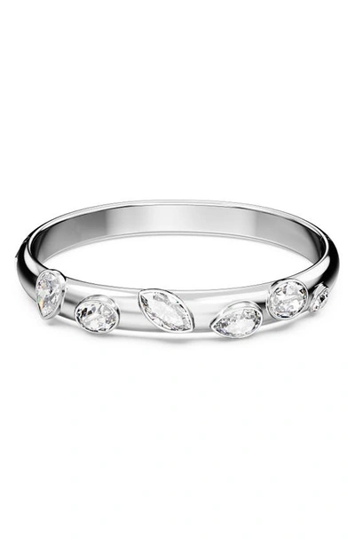 Swarovski Rhodium-plated Mixed Crystal Bangle Bracelet In White