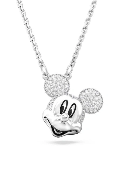 Swarovski Disney Mickey Mouse Silver-tone Crystal Pendant Necklace, 19-1/4"