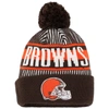 NEW ERA YOUTH NEW ERA BROWN CLEVELAND BROWNS STRIPED  CUFFED KNIT HAT WITH POM