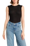 Frame Womens The Tulip Open-knit Cotton Tank Top Black In Noir