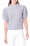 ENGLISH FACTORY ENGLISH FACTORY POMPOM PUFF SLEEVE SWEATER