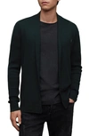 Allsaints Mode Merino Wool Open Cardigan In Racing Green