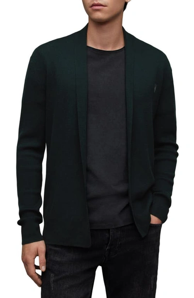 Allsaints Mode Merino Wool Open Cardigan In Racing Green