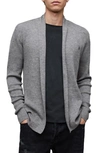 Allsaints Mode Merino Wool Open Cardigan In Monument Grey