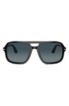 Persol 58mm Polarized Pilot Sunglasses In Black