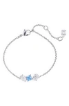 Swarovski Mesmera Clear & Blue Mixed Cut Crystal Link Bracelet In Rhodium Plated