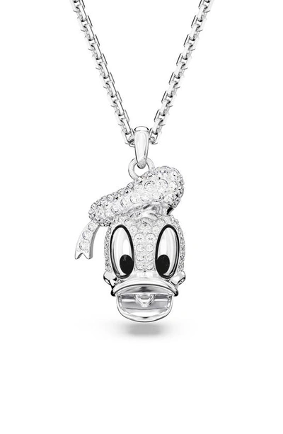 Swarovski X Disney 100 Donald Duck Crystal Pendant Necklace In White