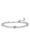 Swarovski Matrix Crystal Tennis Bracelet In Pink