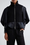 NOIR KEI NINOMIYA MIXED MEDIA PEPLUM BOMBER JACKET