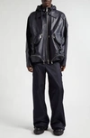 OFF-WHITE ARROW MULTIPOCKET ZIP LEATHER JACKET