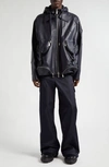 Off-white Arrow Multi-pocket Leather Zip Jacket In Sierra Leone Sierra