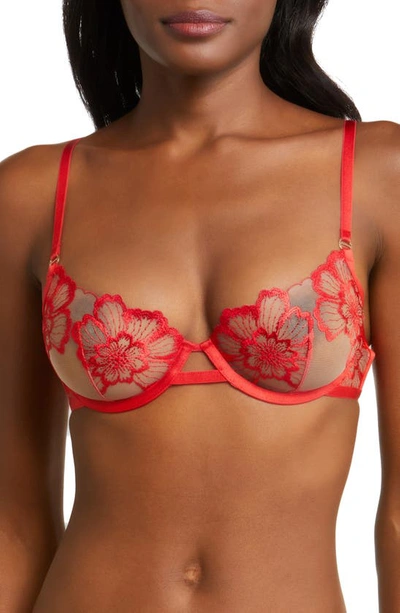 Bluebella Catalina Embroidered Wired Bra In Tomato Red