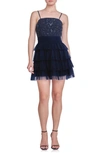 Endless Rose Women's Floral Detail Tulle Mini Dress In Navy