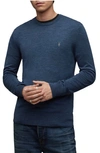 Allsaints Mode Merino Crew Neck Ramskull Sweater In Solar Blue