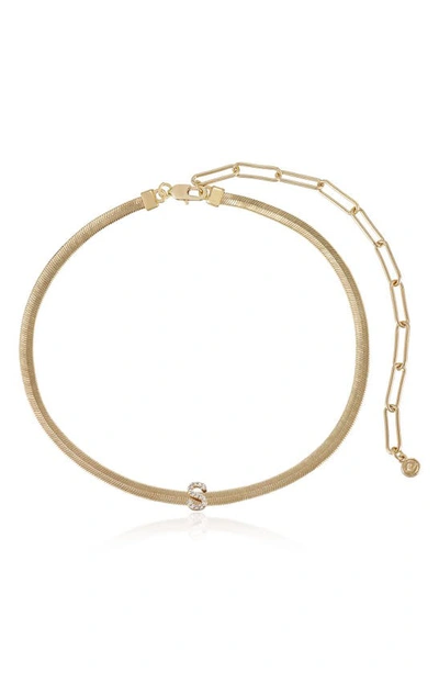 Ettika Initial Herringbone Chain Necklace In 18k Gold Plated, 12 In S