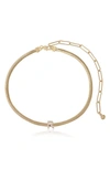 Ettika Initial Herringbone Chain Necklace In 18k Gold Plated, 12 In Gold - R