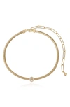 Ettika Initial Herringbone Chain Necklace In 18k Gold Plated, 12 In Gold - O