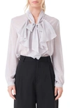 ENDLESS ROSE TIE NECK CLIP DOT CHIFFON TOP