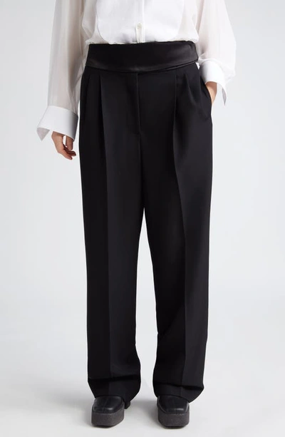Stella Mccartney Wide-leg Wool Tuxedo Trousers In Black