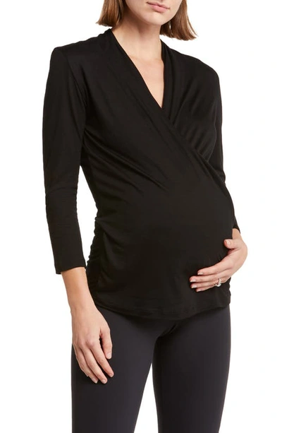 Accouchée Surplice V-neck Maternity/nursing Top In Black