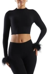 NAKED WARDROBE FLY AS A FEATHER LONG SLEEVE CROP TOP