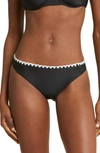 Ramy Brook Iliana Bikini Bottom In Black With White Crochet Trim