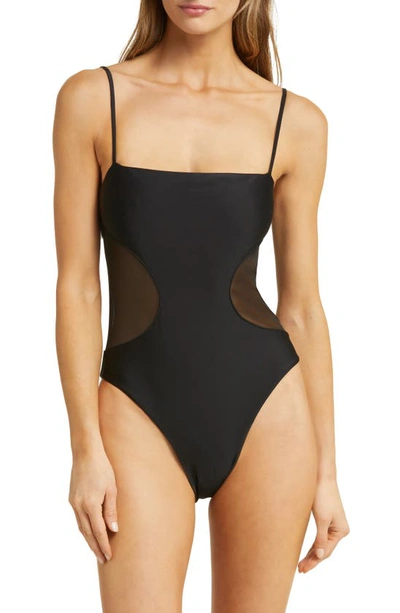Ramy Brook Novalee Mesh One-piece Swimsuit In Black