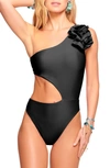 RAMY BROOK NYOMI RUFFLE CUTOUT ONE-PIECE SWIMSUIT