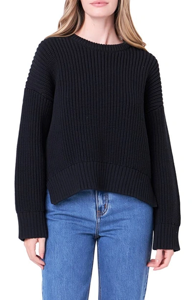 English Factory Women's Oversize Ribbed Jumper In Black
