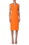 Akris Virgin Wool Crepe Sheath Dress In Pumpkin