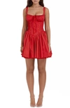 House Of Cb Pintuck Lace Trim Babydoll Dress In Cherry